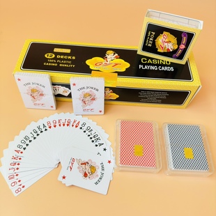 GYT677梭哈专用塑料扑克 8-A双面磨砂大蜜蜂 12盒24副 宽版天使牌