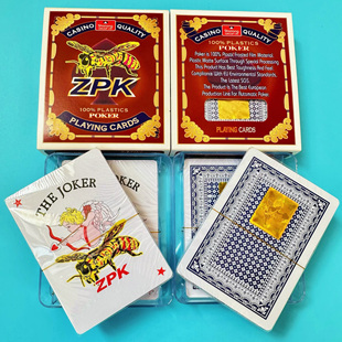 ZPK填坑扑克塑料填大坑专用1条12盒24副 麻面布纹大蜜蜂白边8个王