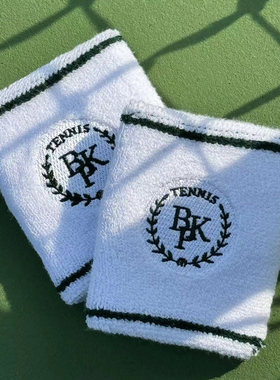 Breakpoint运动护腕白色百搭吸汗美式复古学院风刺绣毛圈网球护腕