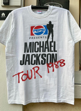 Michael Jackson美式复古印花oversize潮流落肩重磅棉情侣短袖T恤