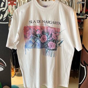 Isla de Margarita复古旅游纪念T恤vintage古着慵懒风重磅棉半袖