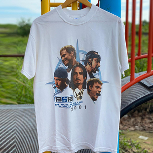 Black & Blue后街男孩乐队高街痞帅chic嘻哈摇滚短袖男女质感T恤