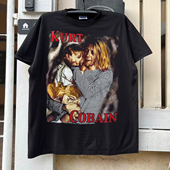Kurt Cobain涅槃乐队摇滚复古潮牌高街vintage古着短袖 T恤
