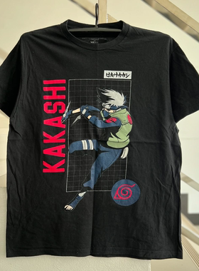 KAKASHI火影忍者美式复古潮流落肩oversize高街潮牌暗黑短袖T恤