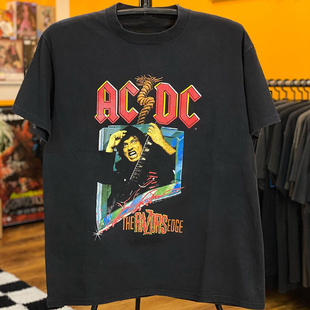 ACDC乐队周边重金属chic嘻哈摇滚美式复古vintage男女短袖质感T恤