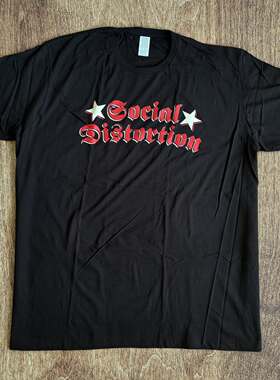 Social Distortion乐队美式街头vintage古着慵懒风hiphop短袖T恤