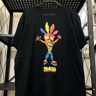 Crash Bandicoot古惑狼游戏vintage卡通风复古短袖男女重磅棉T恤
