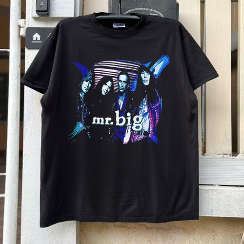 Mr. Big大先生乐队复古摇滚色彩涂鸦撞色拼接高级感潮牌短袖T恤