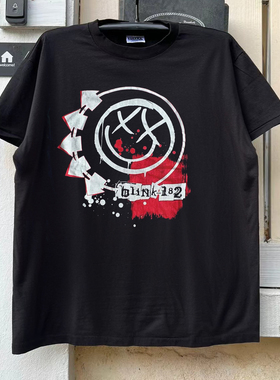 blink-182乐队西海岸慵懒风潮流落肩vintage古着质感短袖T恤