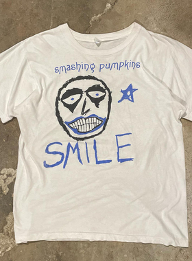 Smashing Pumpkins碎南瓜乐队手绘复古周边vintage古着短袖T恤
