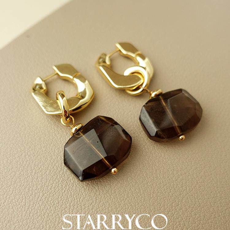 STARRYCO 奥兰多复古欧美风茶晶两用耳环