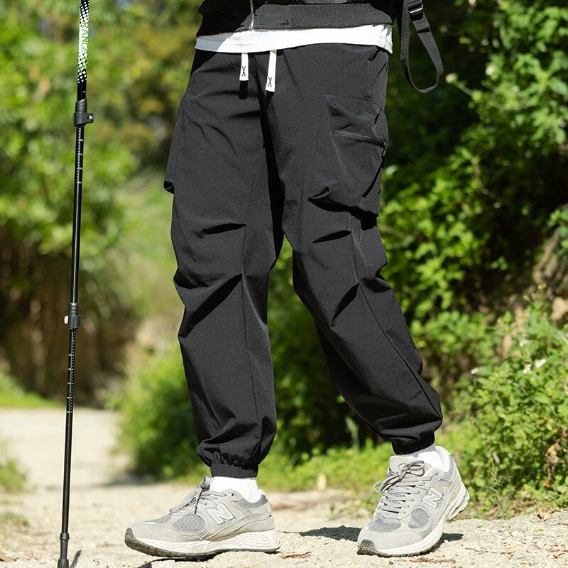 休闲裤男夏季冰丝裤薄款户外工装裤束脚裤宽松凉感速干男女款