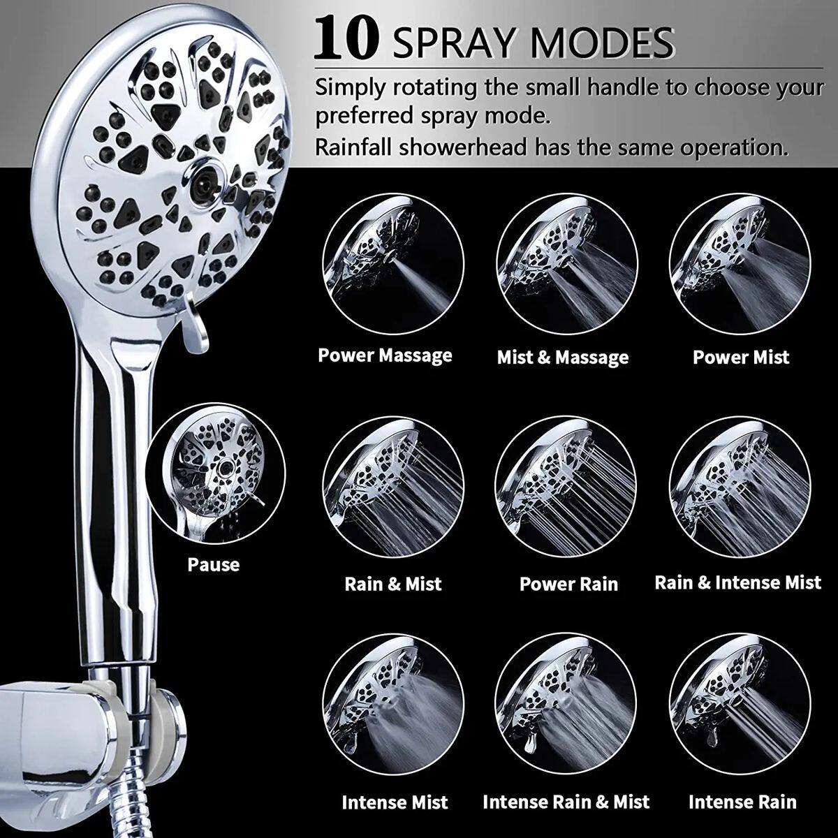 跨境多功能淋浴喷头花洒套装批美式三通分水器带插座手持花洒