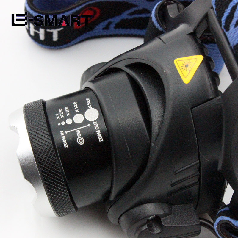 T6/U2三开关LED强光头灯伸缩变焦充电远射工作灯家用灯