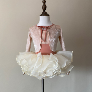 儿童舞蹈服长袖 丝绒三件套中国舞练功服女孩体操练功服艺考芭蕾舞
