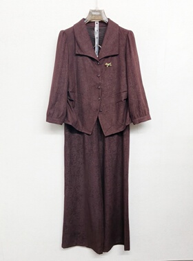 艾26A28商场同款时尚女装名媛气质春款两件套雪花绒修身上衣+长裤