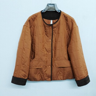 JQ26A06休闲风圆领短外套时尚 宽松夹克百搭遮肚上衣 中年女士春季