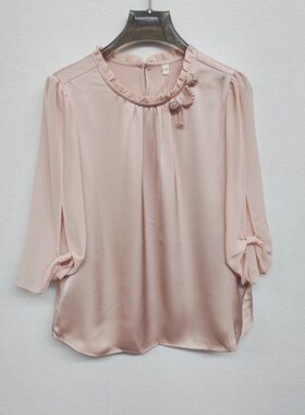 MJ/SJ25B08秋新款款纯色花边领钉珠衬衫时尚名媛气质上衣女士小衫