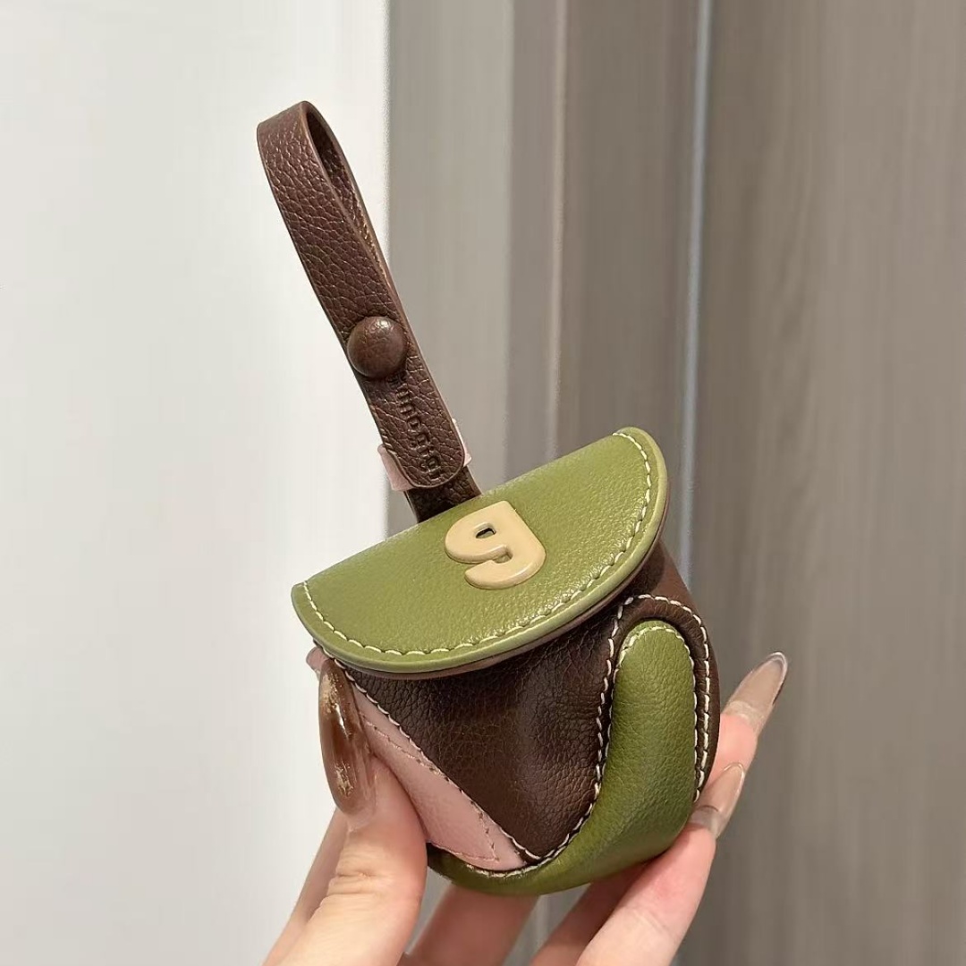绿色棒球耳机包小零钱包