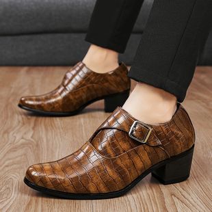 男士高跟皮鞋厚底增高6CM新郎皮鞋尖头夜店演出鞋摄影婚纱高跟鞋