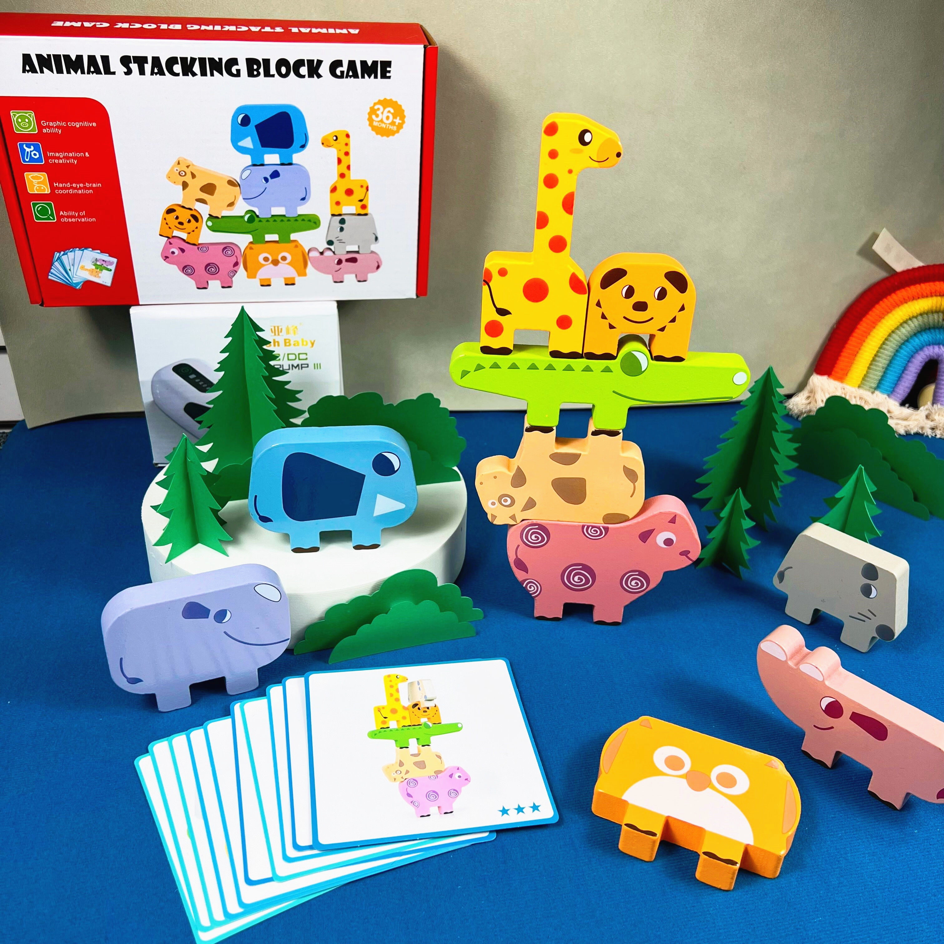 动物叠叠高平衡积木儿童桌面玩具幼儿园益智区材料宝宝专注力训练