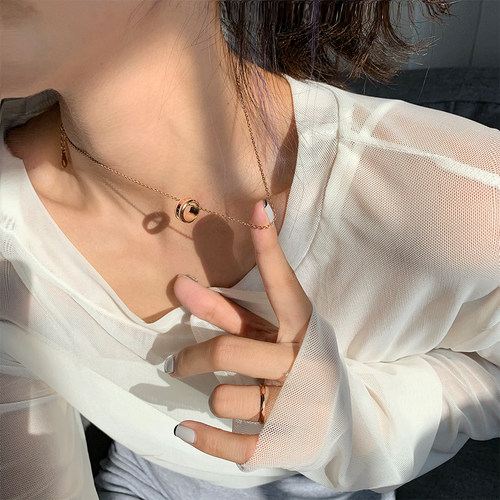 秋季粉色系项链女式仙气甜美短款