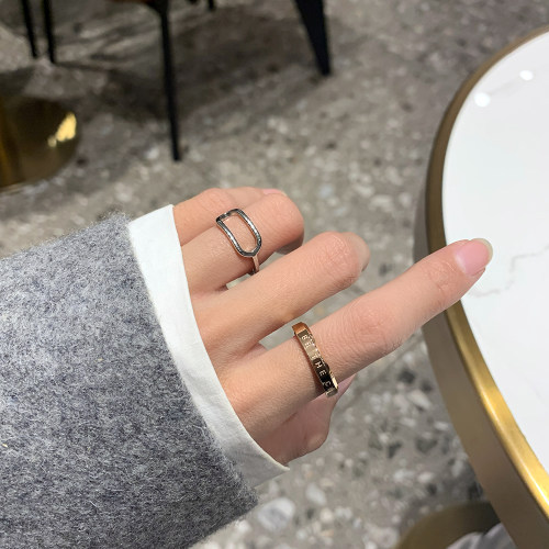 钛钢素圈戒指女小众男ins设计