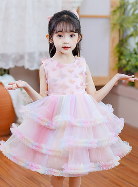 夏新款蛋糕裙小女孩演出服连衣裙