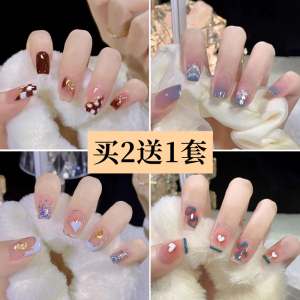 穿戴甲夏季高级美甲贴片学生假指甲短款显白纯欲风可拆卸重复使用