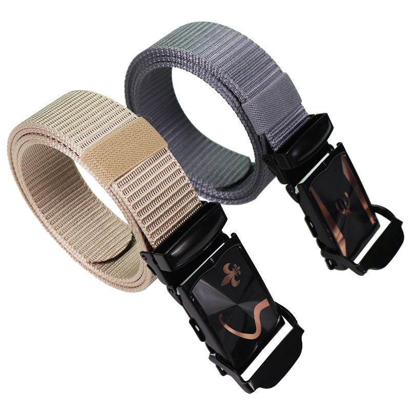 加长皮带男加厚帆布尼龙平滑扣腰带皮带扣老款式压扣中老年手扳扣