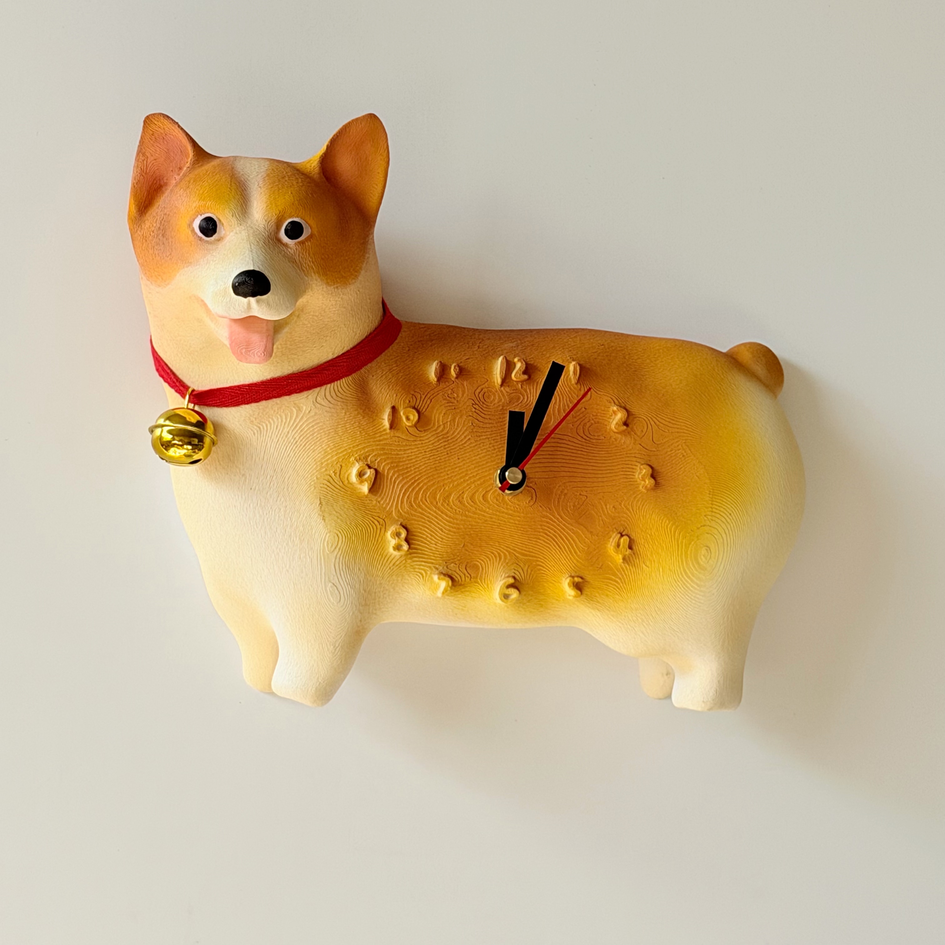 3D立体狗狗柯基挂钟表静音可爱动物挂件墙面装饰创意礼品时钟挂表