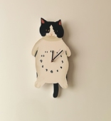 可爱奶牛猫咪静音挂钟宠物店儿童房个性 简约时钟卡通壁挂墙钟表猫