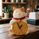 原木风座钟摆件挂钟开运招财猫挂钟座钟高级感静音可爱创意挂钟表