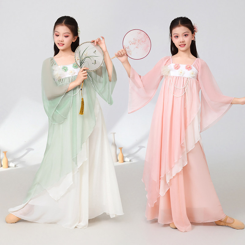 新款古典舞蹈服装新中式纱衣飘逸裤裙仙气中国舞艺考演出服练功服,童装/婴儿装/亲子装,儿童演出服,淘宝优惠券,粉丝福利购,淘宝优惠卷