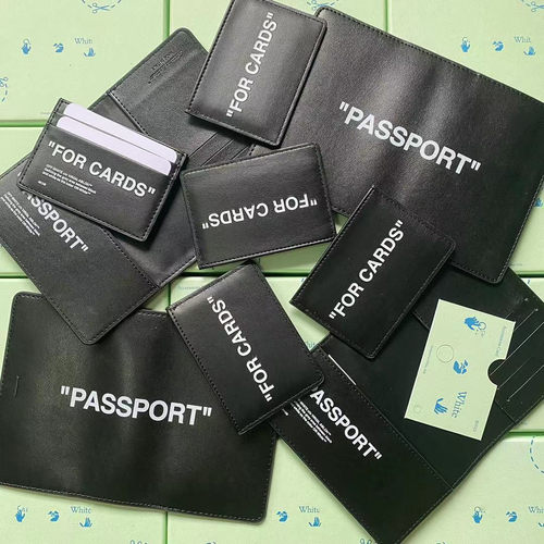 OWBLCGKK双引号标语PASSPORT字母头层皮卡包钱包OFF证件包护照夹