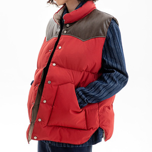 复古拼皮背心棉服男士秋冬季加厚保暖立领无袖棉马夹面包服潮马甲