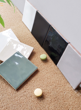 法式凹面水波纹亮光小方砖 黑白灰色餐厅厨房卫生间墙面砖100x100