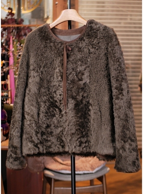 拉贡羊毛羊皮皮毛一体外套 88669