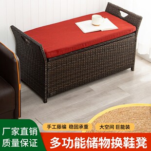 换鞋凳家用门装店试衣间长条床储物纳床尾凳子新中式玄关