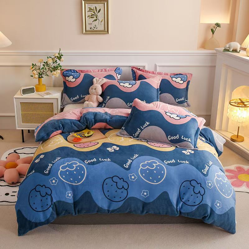 冬季保暖双人被套法兰绒学生被罩