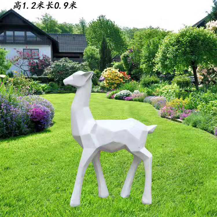 石膏定制景观园林抽象几何切面小鹿雕像驯鹿麋鹿动物小品雕塑摆件