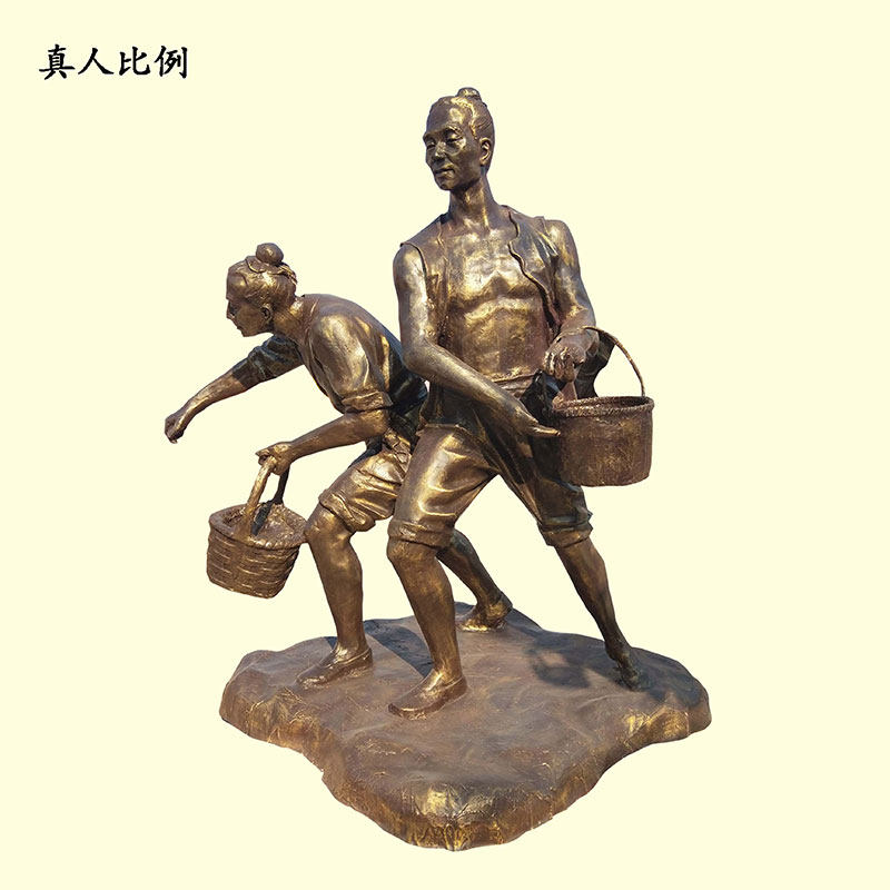 树脂设定制古代人物播种农耕雕像