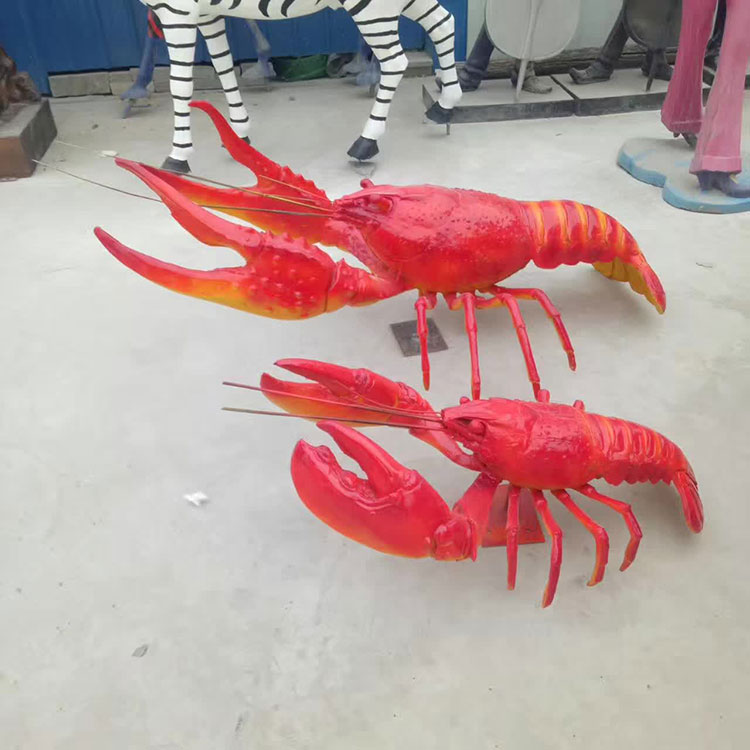 石膏螃蟹大排档彩绘龙虾雕塑摆件