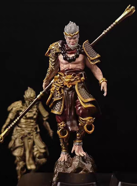 定制玻璃钢黑神话悟空雕塑齐天大圣斗战佛铸铜桌面孙行者落地摆件