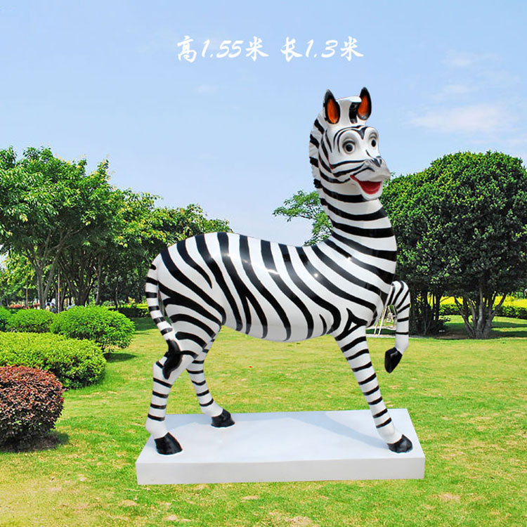 招财猫石膏卡通斑马动物雕像摆件