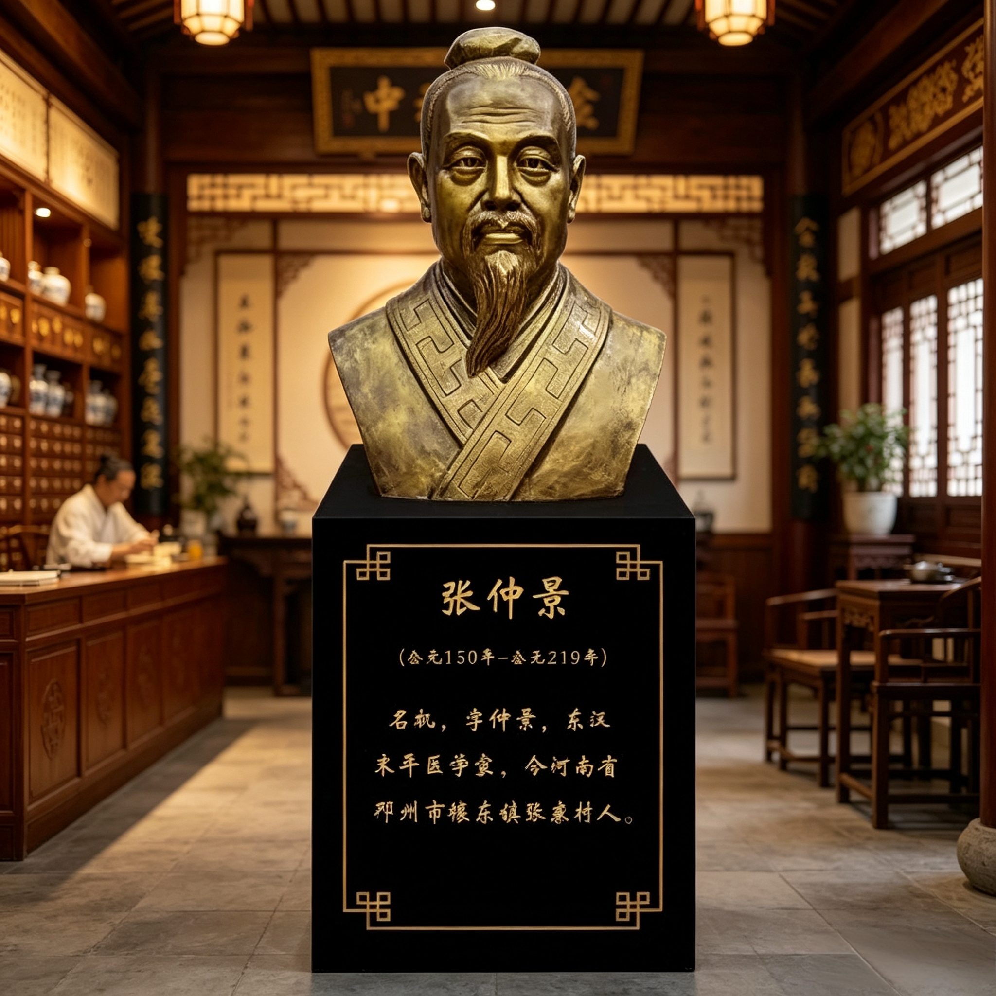 李时珍雕塑玻璃钢中医文化馆孙思邈人物肖像扁鹊华佗张仲景铜摆件