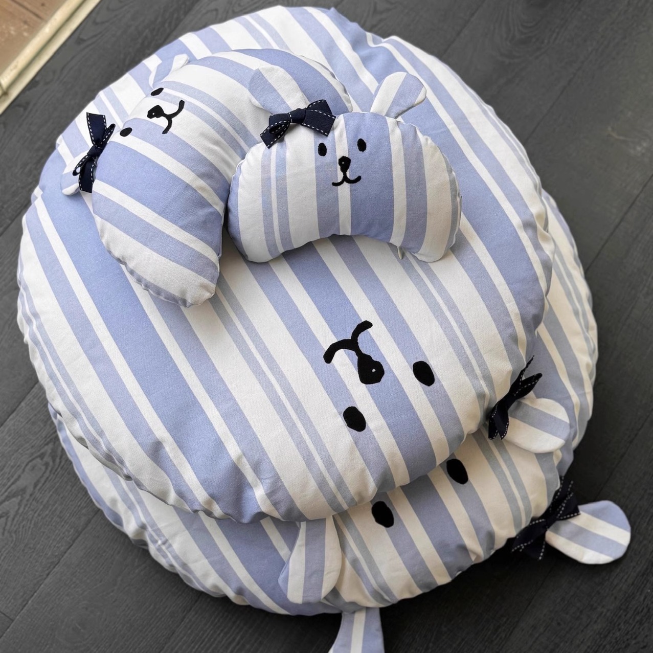 狗窩四季通用可拆洗條紋蝴蝶結