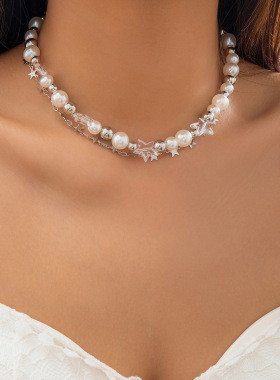 欧美田园清新仿珍珠甜辣necklace