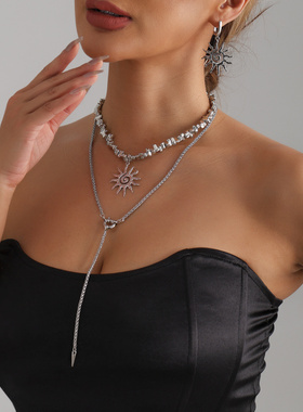 欧美跨境饰品轻奢时尚太阳花吊坠