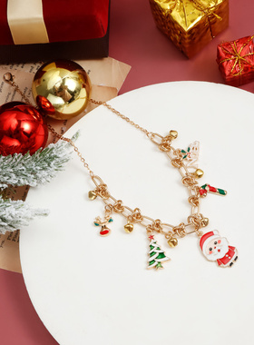 欧美跨境饰品圣诞节项链女圣诞老